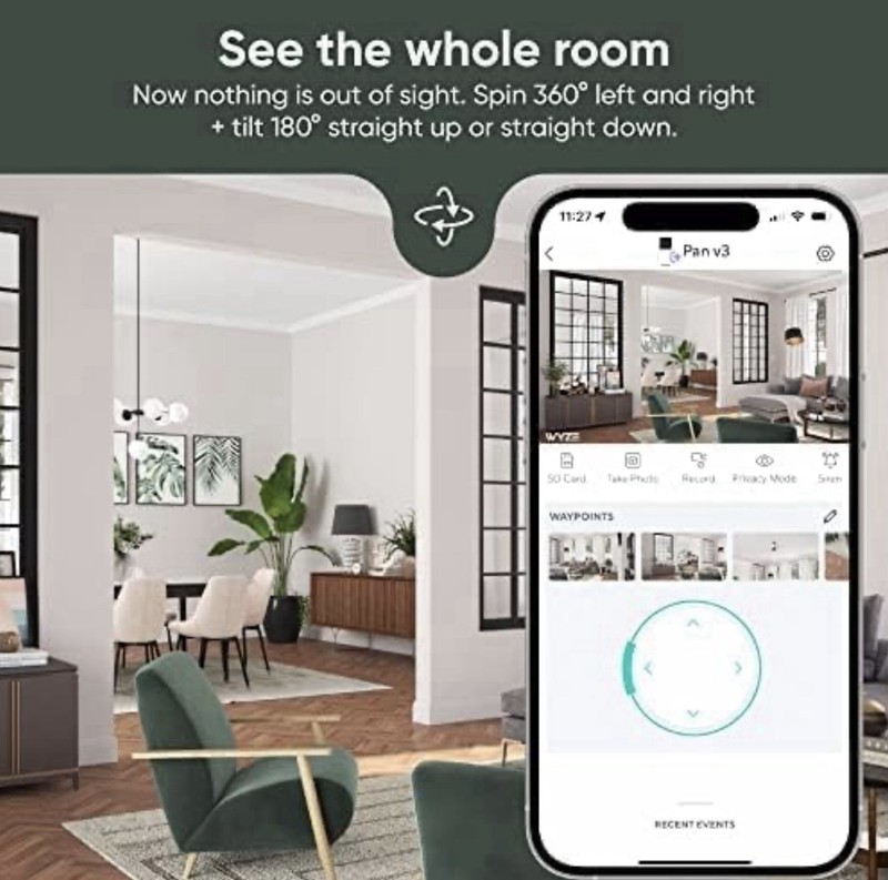 Wyze Cam Pan v3 1080p PTZ Wi-Fi IP Camera Weather Resistant Color Night gallery