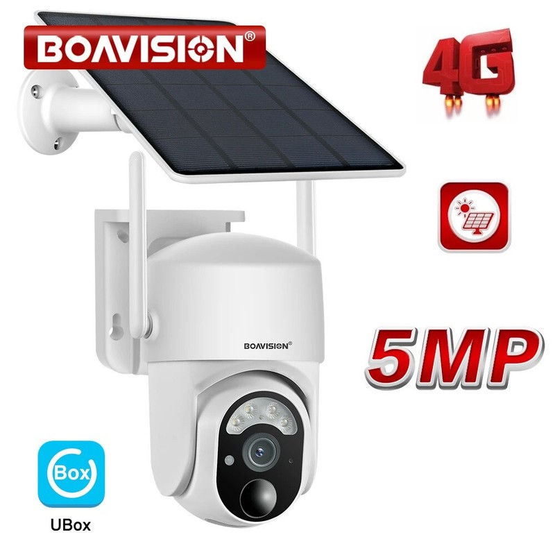 5MP Solar Battery Powered 4G Cellular Pan Tilt Security Camera +16GB SD Card