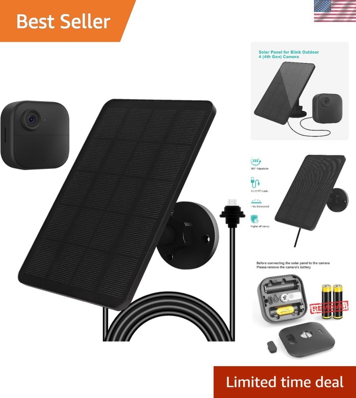 Efficient Monocrystalline Solar Panel for Blink Camera – Cloudy Day Compatible