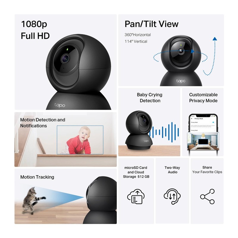 1080P Indoor Pan/Tilt Wired - Works as a Baby & Pet Monitor, Motion Detection... gallery