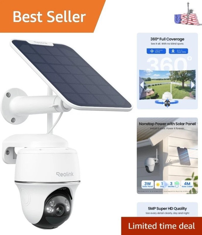 Security Cameras Wireless Outdoor, Pan Tilt Solar Powered, 5MP 2K+ Color Nigh…