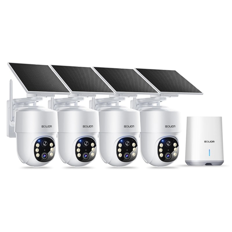 – 5MP Security Cameras Wireless Outdoor, No Subscription & Solar Powered,4-Ca…