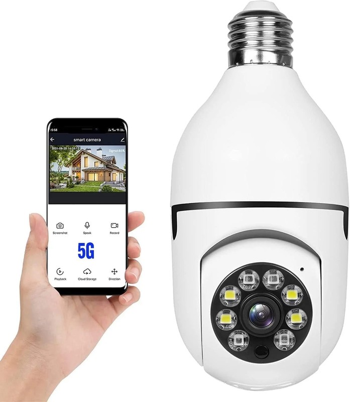 360° Security Cameras Wireless Outdoor, 2.4GHz & 5GHz WiFi Light Bulb1080p Secur
