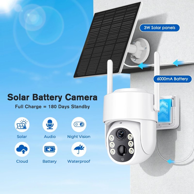 WiFi PTZ Outdoor Wireless Solar IP Camera 4MP HD Video Surveillance Camera CCTV gallery