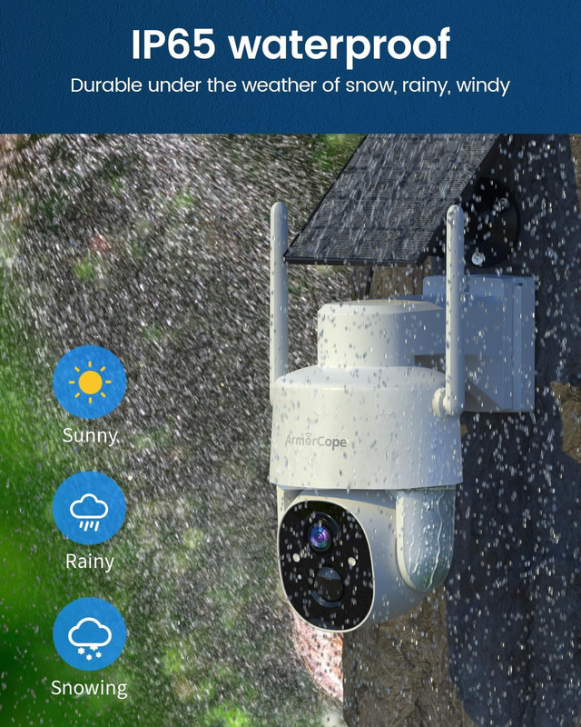 Solar Security Cameras Wireless Outdoor,360° View Battery Powered with Spotlight gallery
