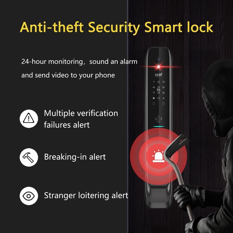 Jacchozhi 3D Face Recognition Video Smart Lock with Camera,Keyless Entry Fingerp gallery