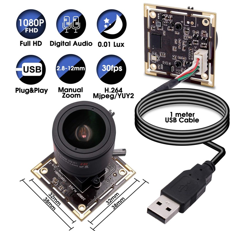 1080P USB Module with Microphone, 2.8-12mm Zoom Lens, 0.01 Low Light for Surv... gallery