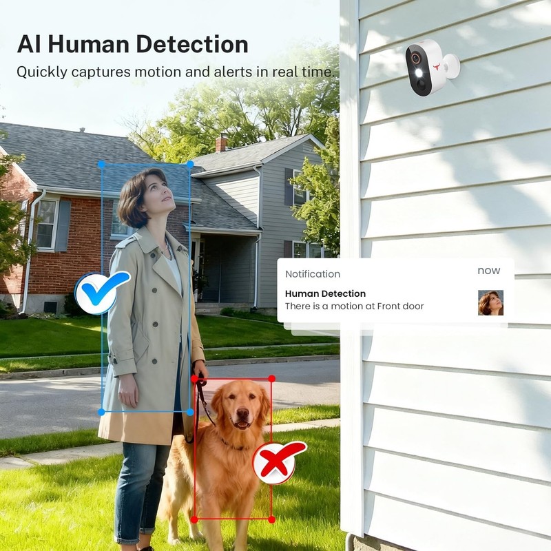 1080p Wireless Security Camera with AI Human Detection, Night Vision, 2-Way Talk gallery