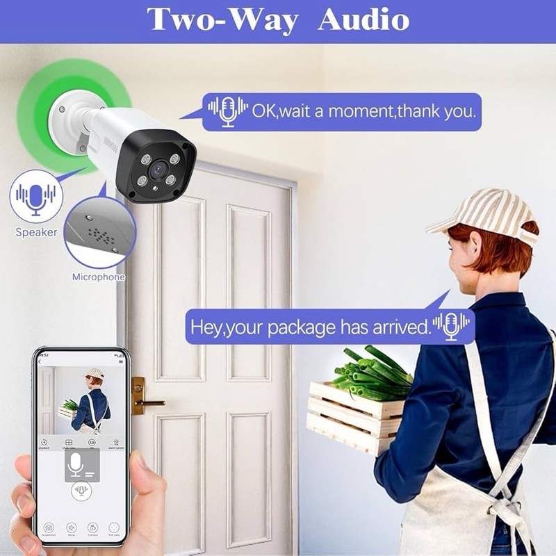 Ohwoai Outdoor Wired Security Camera System, 4 CCTV Cameras, 80Ft Night Vision gallery
