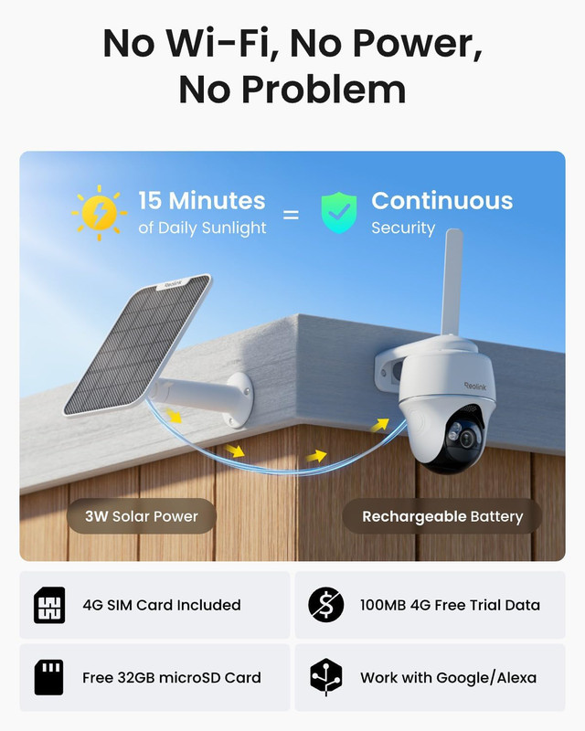REOLINK 2K+ 4G LTE Cellular Security Camera Wireless Outdoor, 360° Pan-Tilt, No gallery