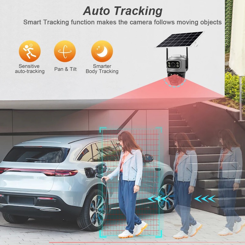 Solar Camera Wifi 8MP Dual Lens Smart Home Security Waterproof Outdoor Monitor gallery