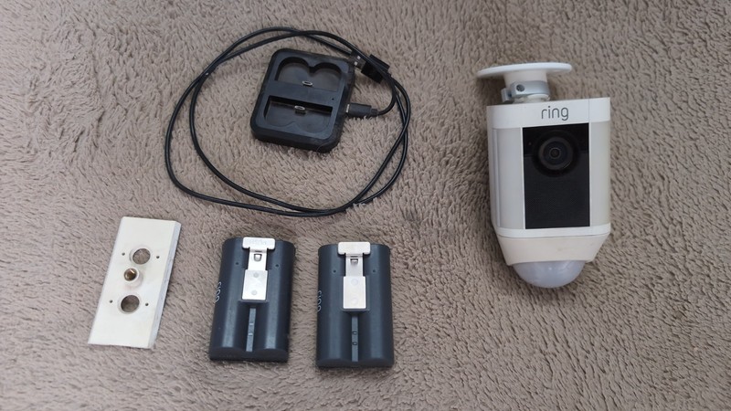 Ring Wi-Fi Security Camera with Two Batteries and Charger