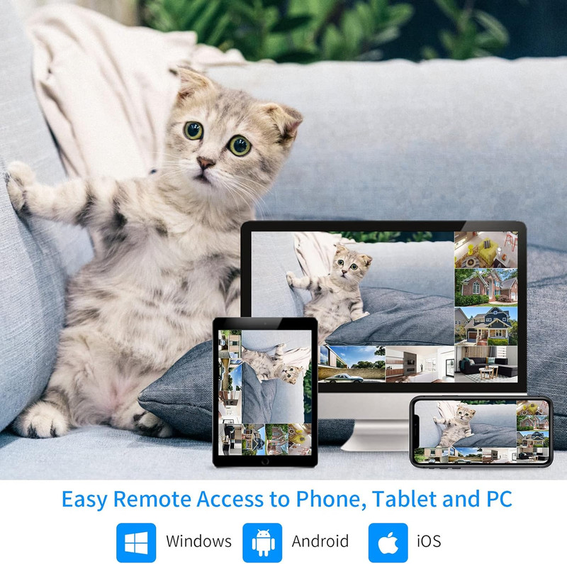 【16CH Expandable】 Home Security Camera System, 24/7 Recording, Wired Plug-In Pow gallery