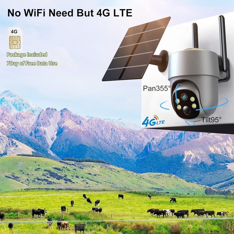 4G LTE Cellular Security Camera Security Cameras Wireless Outdoor Solar-Power... gallery