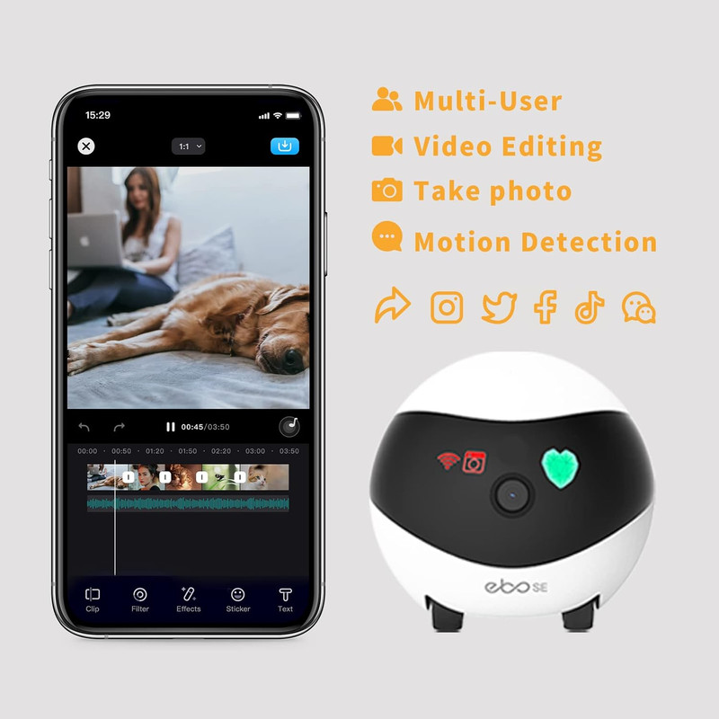 SE Familybot Home Camera Robot: 1080P Movable Pet Camera Indoor, Battery-Operate gallery