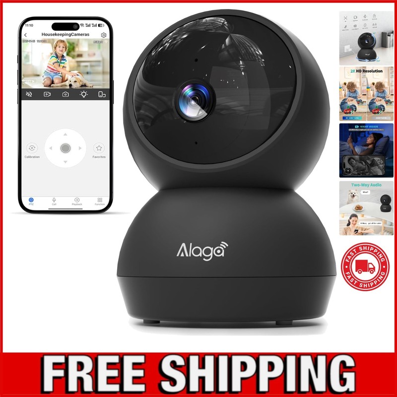 Security Camera, 2K HD Indoor Security Camera, 360 Degree Pan/Tilt Pet Camera...