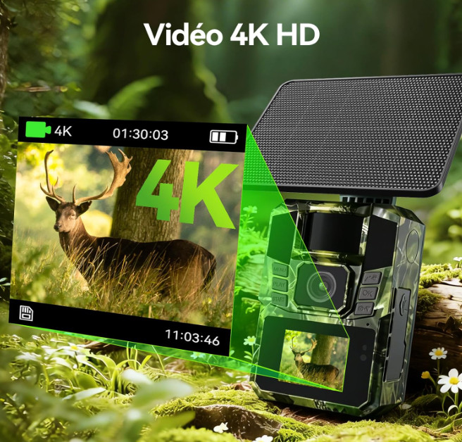 4K 48MP WiFi Solar-Powered Hunting Camera with Night Vision, SD Card Slot,... gallery