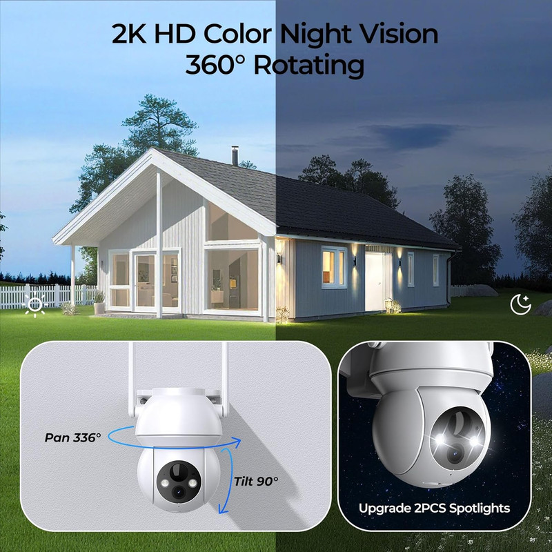 Solar Security Camera Wireless Outdoor, 2K HD Color Night Vision Home Security C gallery