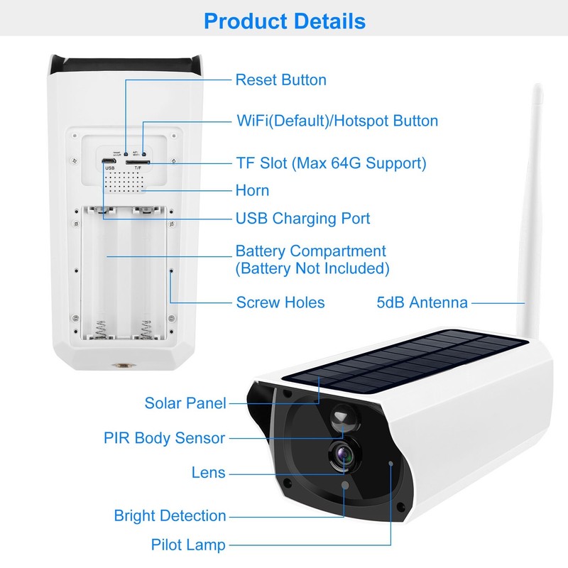 1080P Solar Powered WiFi IP Camera 2-Way Security Surveillance Camera Motion gallery