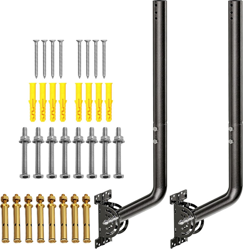 Heavy Duty 28″ Adjustable Antenna Wall Mount Bracket – 2-Pack Black