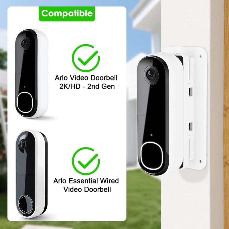 Angled (30°to 145°) Doorbell Wedge Mount for Arlo Video Doorbell 2K/HD -2nd Gen, gallery