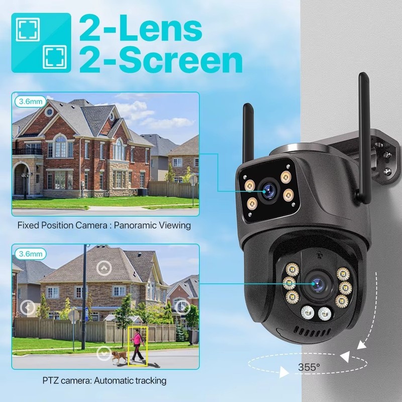 4K 8MP Dual Lens PTZ WiFi Security Camera Outdoor AI Auto Tracking CCTV gallery