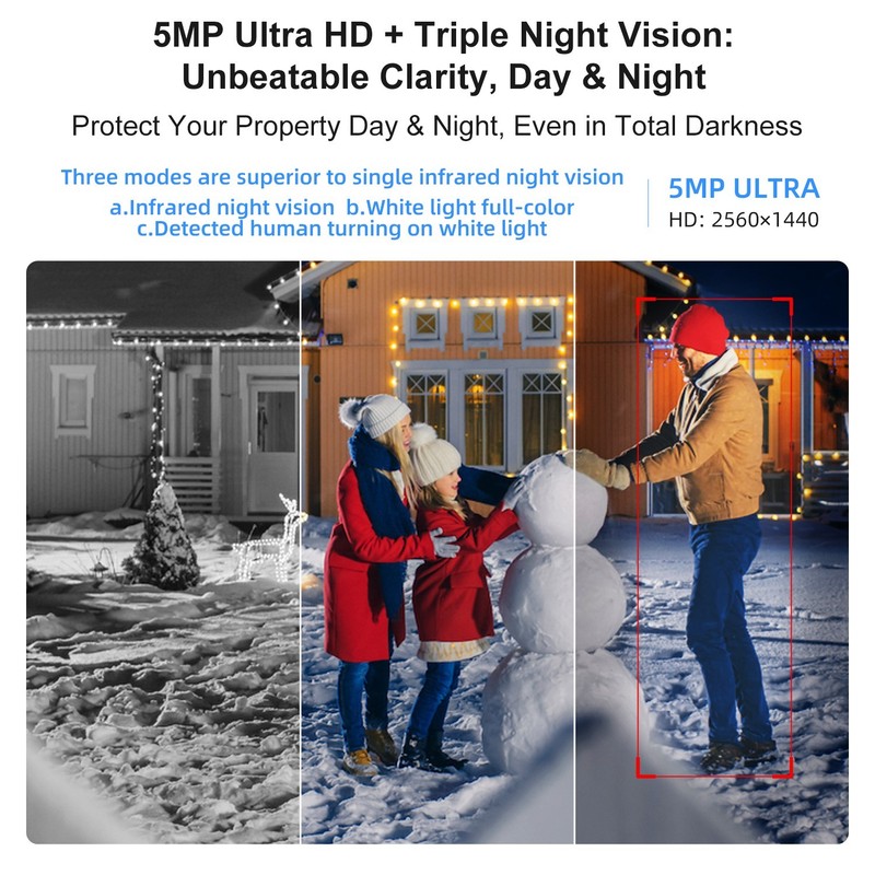 SmartSF 5MP POE Security Camera Audio Recording Outdoor Color Night AI Detection gallery