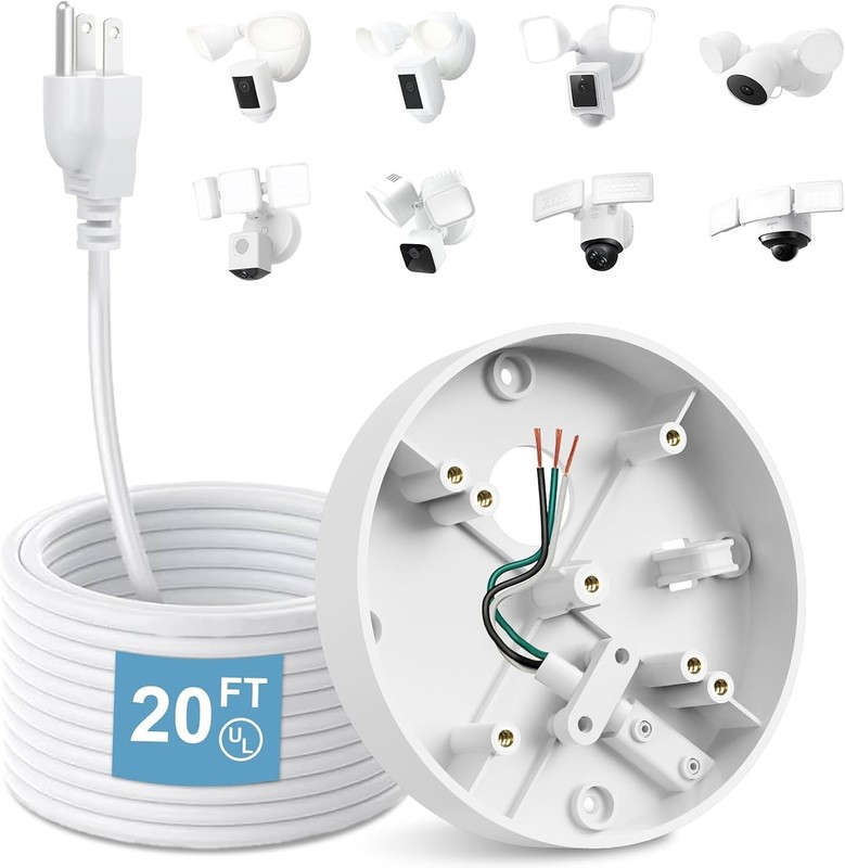 Plug-in Mount for Ring Floodlight Cam with 20ft Weatherproof Power Cable gallery