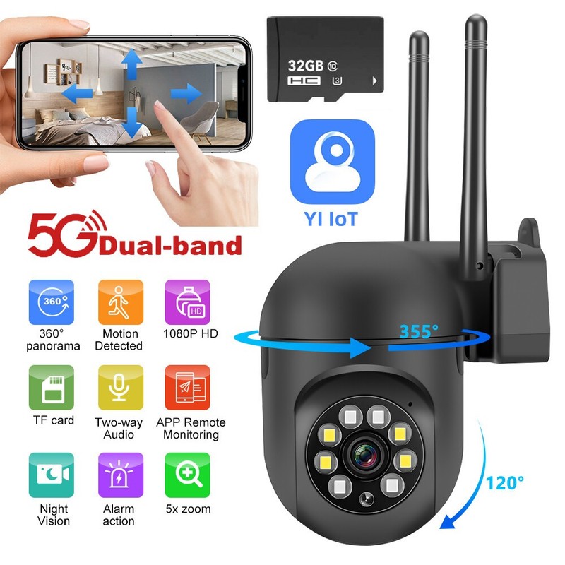 Wireless Dual-Band WiFi Security Camera Outdoor Night Vision 32GB Surveillance