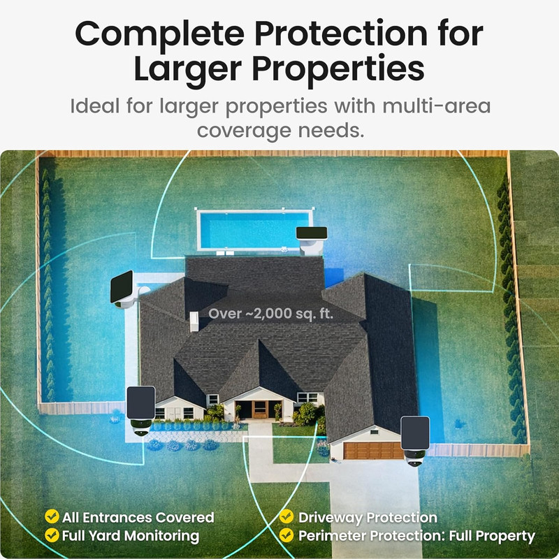 T2 Pro Solar Security Cameras Wireless Outdoor, 4 Cam Kit, 3K Dual Cam No Blind gallery