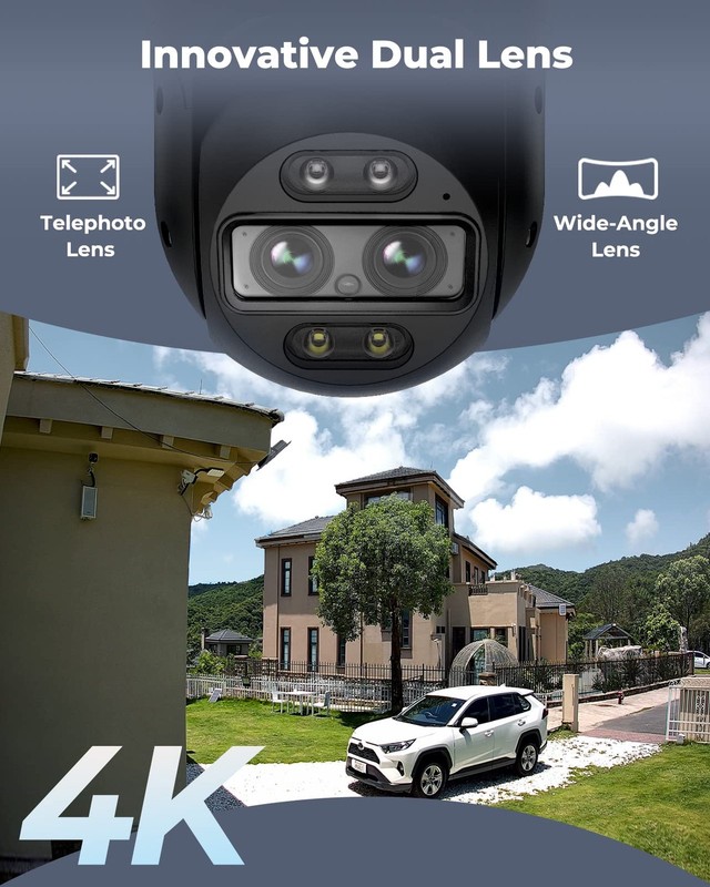 4K Wired WiFi Outdoor Security Camera, 8MP Dual Lens, 360 PTZ Camera, Auto Tr... gallery