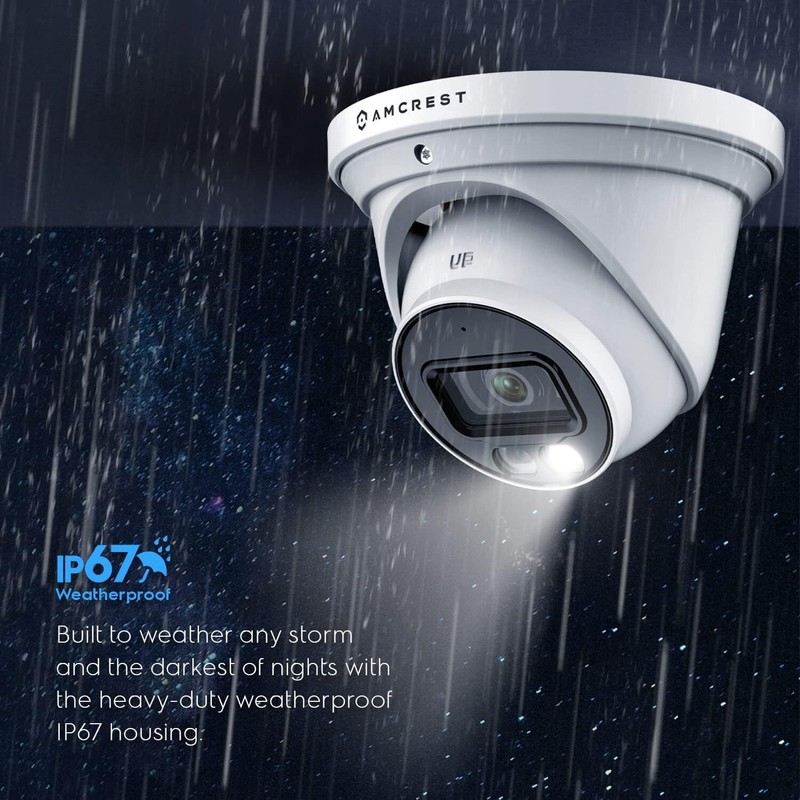2 Security O/D Turret AI Camera 5MP 49' Colr N/V+ Mic 2X 60' Cat6E Cable Ac gallery