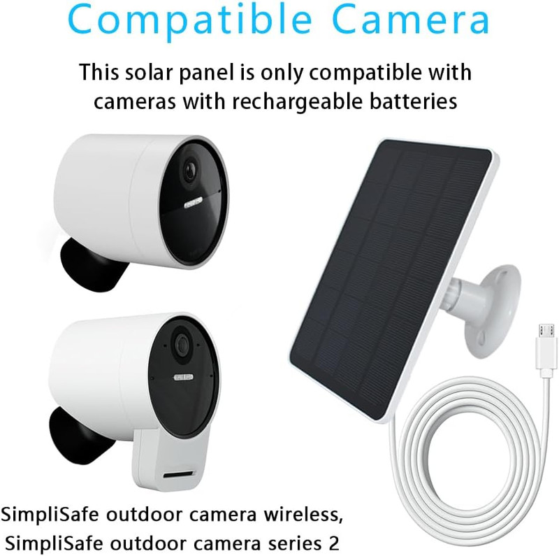 Solar Panel Compatible with Simplisafe Outdoor Camera Series 2 Wireless, 4W 5V S gallery
