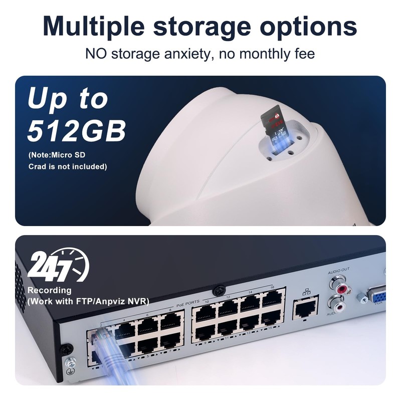 8MP PoE IP Camera, Built-in Mic, 512GB SD Slot, Security 4K Turret IP Camera ... gallery