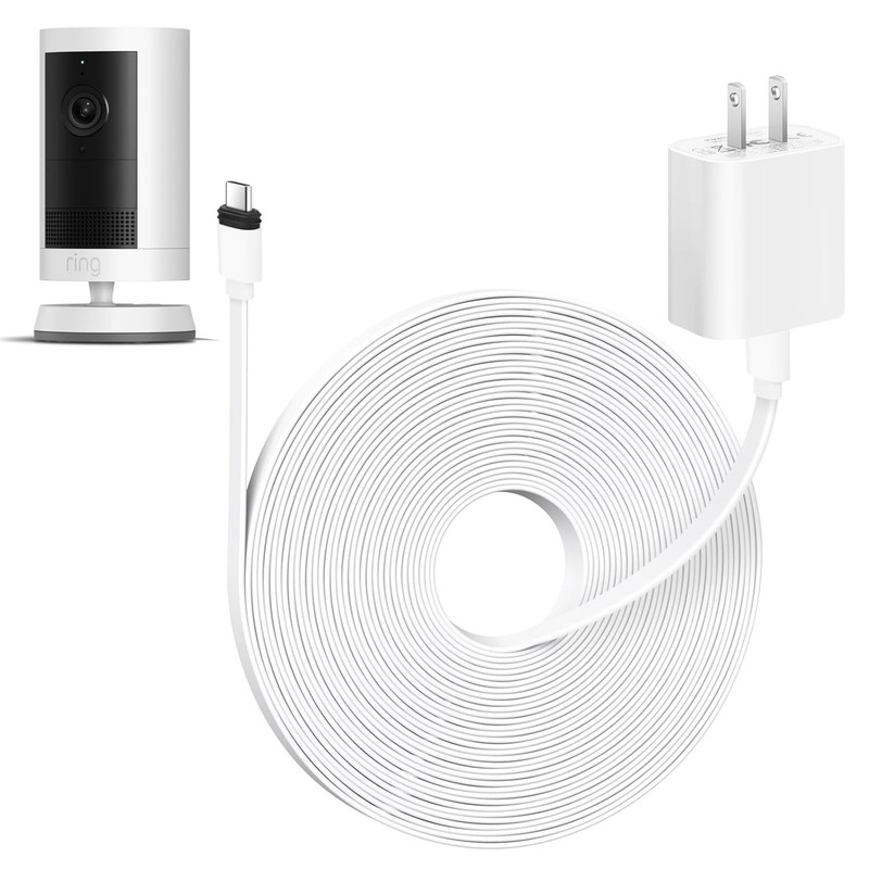 25Ft Weatherproof Power Adapter for 𝐑𝐢𝐧𝐠 Spotlight Cam Plus/Pro (Battery) an