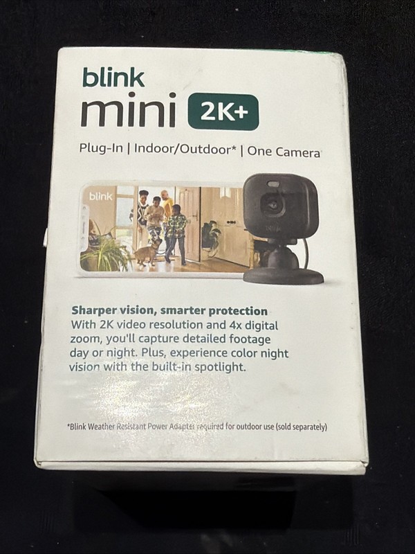 Blink Mini 2K+ Indoor Outdoor Plug-In Security Camera Color Night Vision Sealed gallery
