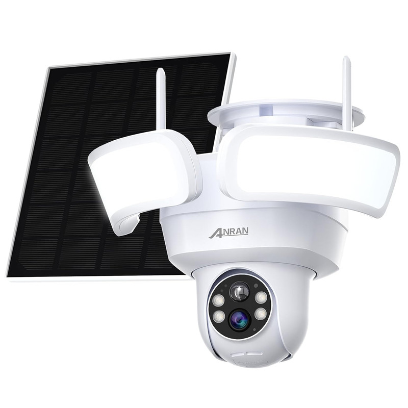 Solar Security Camera Wireless Outdoor 360° View w/ Spotlight Color Night Vision