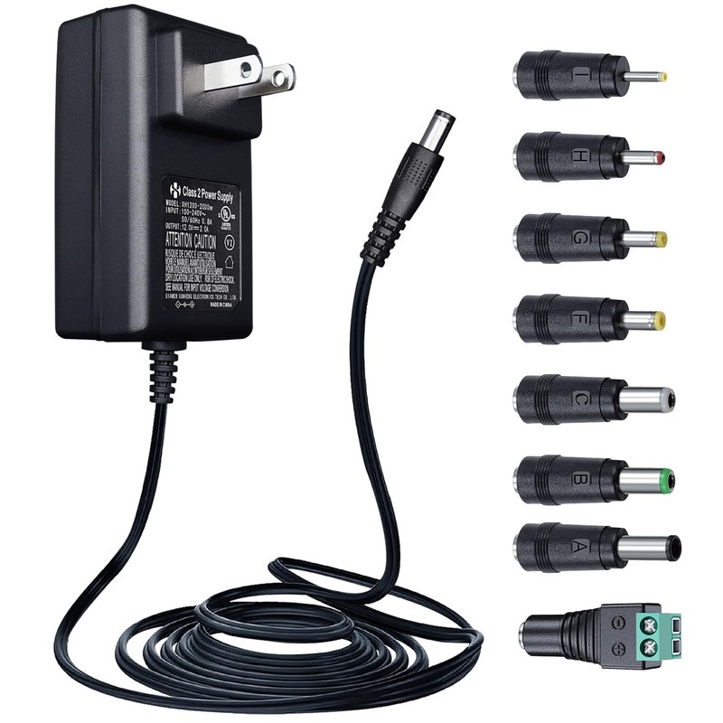 UL Listed 12V 2A Power Supply AC Adapter with 8 Tips, 12 Volts 12V2A+8 Tips