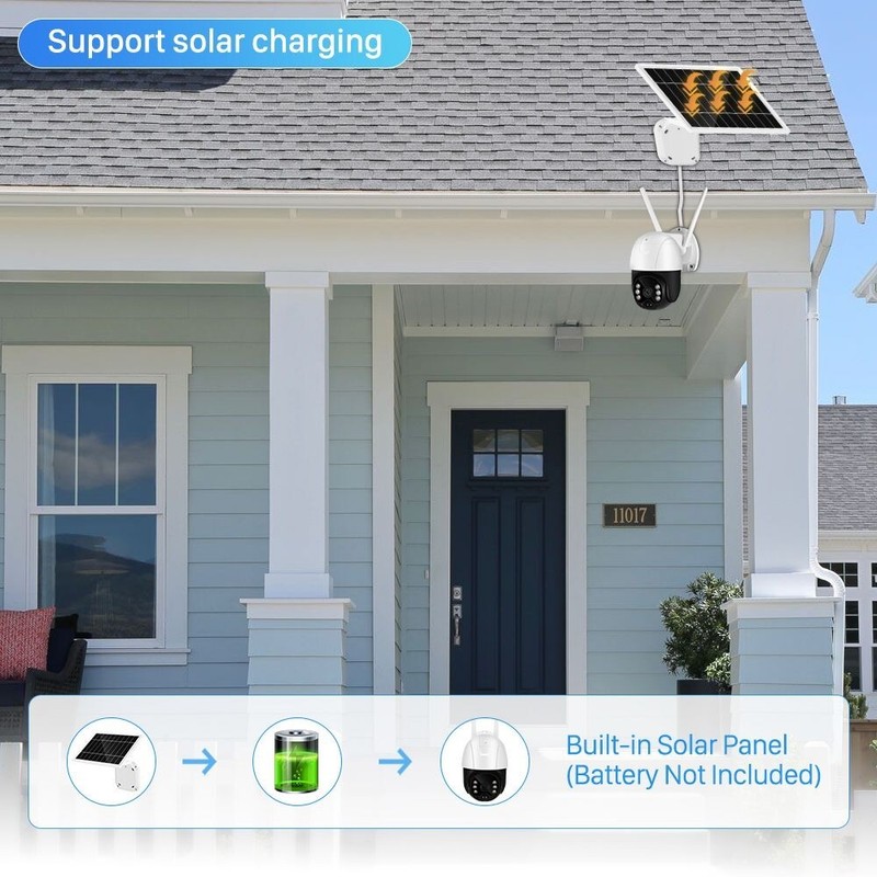 3MP Wifi Solar Camera Outdoor Wireless PTZ IP 30M Night Vision Home Security Cam gallery