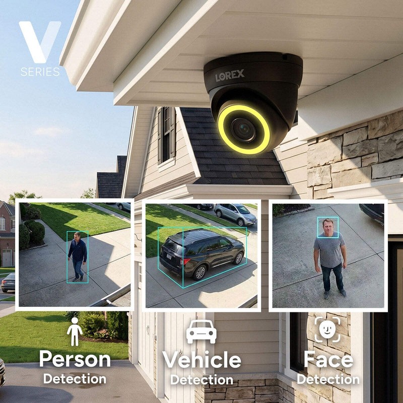 Lorex Connect V5 4K PoE Turret Cameras with Color Smart Security Lighting - Whit gallery