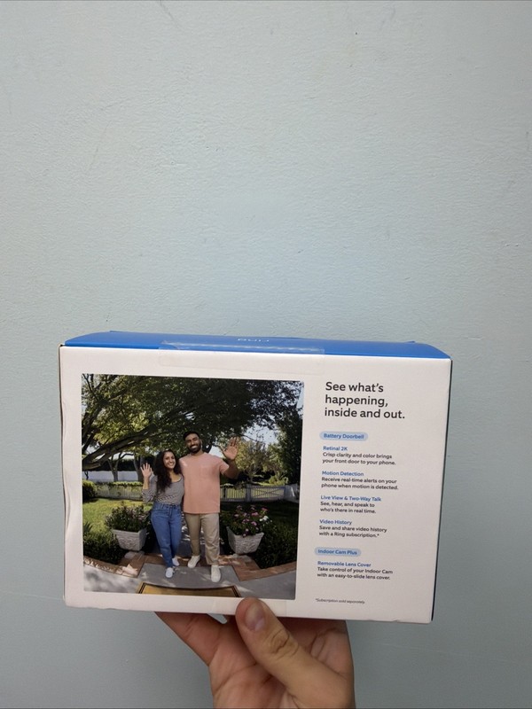 Ring - Battery Doorbell 2K (newest model), Speckled Gray + Indoor Cam Plus - ... gallery
