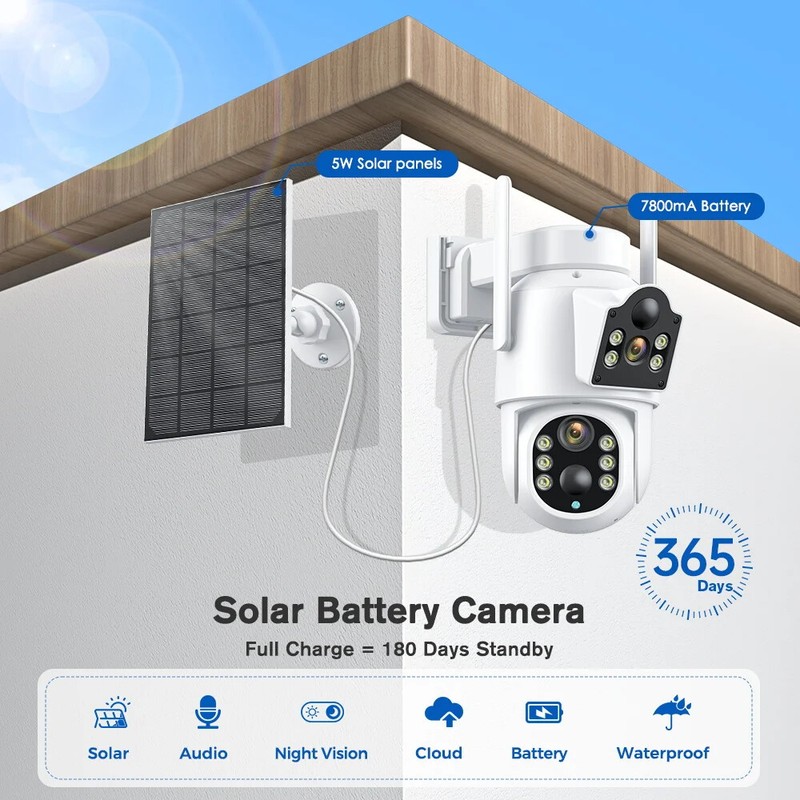 8MP WiFi Solar Camera Outdoor PIR Human Detection Wireless Surveillance Camera gallery