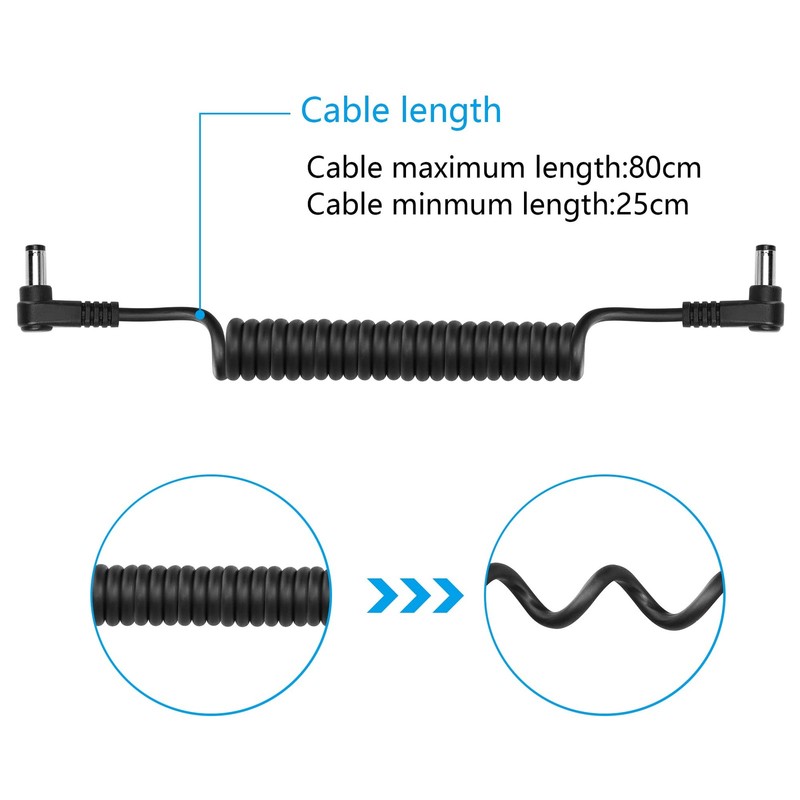 GINTOOYUN DC 5.5MM x 2.1MM 90 Degree Male to Plug Cable DC5521 Black gallery