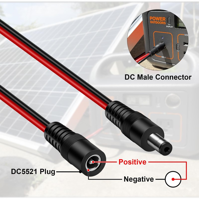 10ft 14AWG 12V DC Extension Cable 2.1mm x 5.5mm 5521 Power 10Ft, Black gallery
