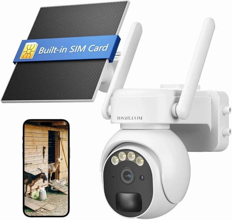 4G LTE Solar Security Camera 360 PTZ Outdoor 2K Wireless Motion Detection Cam