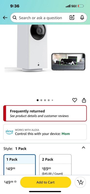 WYZE Cam Pan v2 1080p Pan/Tilt/Zoom Indoor Baby Monitoring Camera with Color gallery