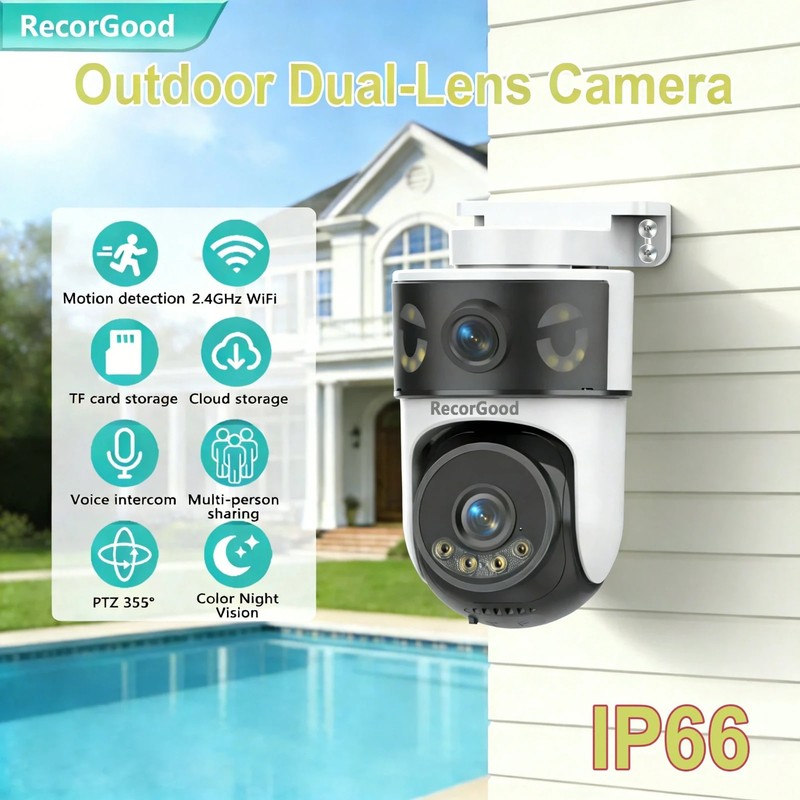Dual-Lens PTZ Dome Camera WiFi Security Camera