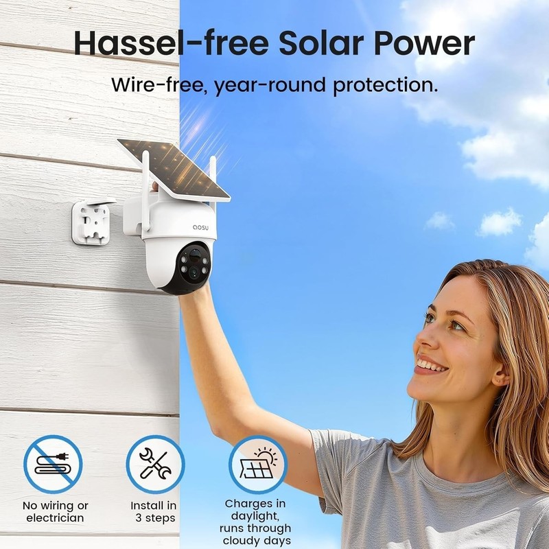 AOSU SolarCam D1 Classic Wireless Outdoor Security Camera PTZ Solar C9C2CA11 gallery