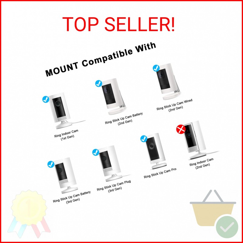 2Pack Adjustable Wall Mount Bracket Compatible with Ring Stick Up Cam & Ring Ind gallery
