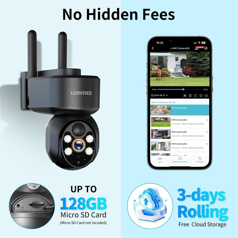 360° PTZ Solar Security Camera - Wireless Night Vision & Cloud Storage Features gallery